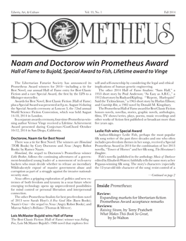 Naam and Doctorow Win Prometheus Award Hall of Fame to Bujold, Special Award to Fish, Lifetime Award to Vinge