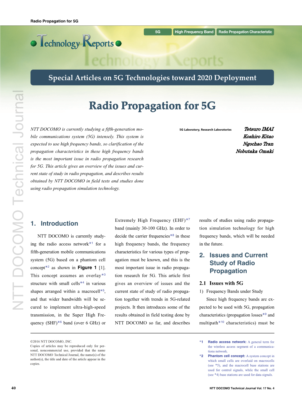 Radio Propagation for 5G