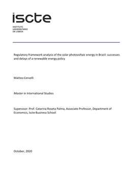 Regulatory Framework Analysis of the Solar Photovoltaic Energy in Brazil: Successes and Delays of a Renewable Energy Policy