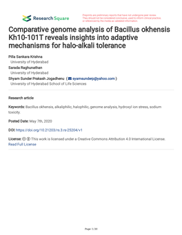 Comparative Genome Analysis of Bacillus Okhensis Kh10-101T Reveals Insights Into Adaptive Mechanisms for Halo-Alkali Tolerance