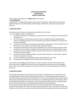 Capital Radio Network Captain Cash Terms & Conditions