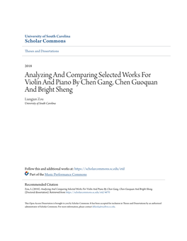 Analyzing and Comparing Selected Works for Violin and Piano by Chen Gang, Chen Guoquan and Bright Sheng Liangjun Zou University of South Carolina