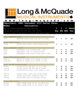 Band Rental Rates