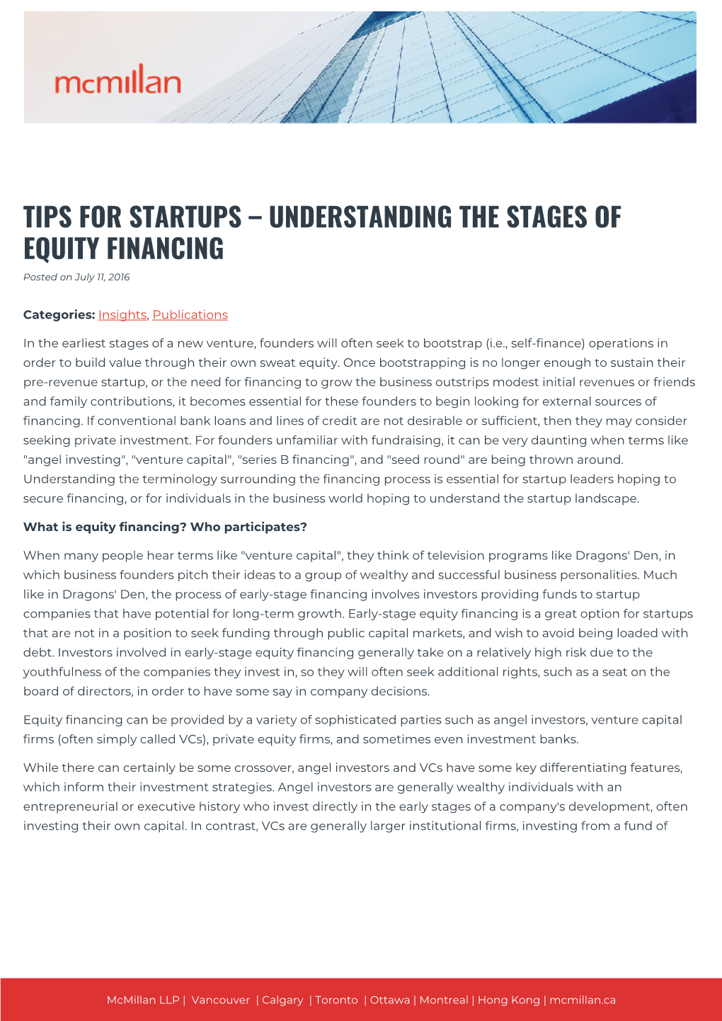 TIPS for STARTUPS – UNDERSTANDING the STAGES of EQUITY FINANCING Posted on July 11, 2016