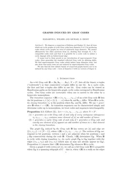 GRAPHS INDUCED by GRAY CODES 1. Introduction an N-Bit