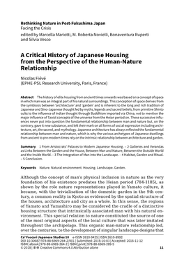 A Critical History of Japanese Housing from the Perspective of the Human-Nature Relationship