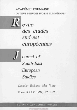 Des Etudes Sud-Est Europeennes Journal of South-East European Studies