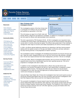 Materials from the Website for the Sex Crimes Unit, Toronto Police Service