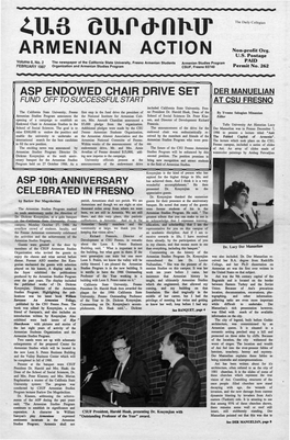 FEBRUARY 1987 Organization and Armenian Studies Program CSUF, Fresno 93740 Permit No