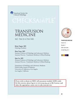 Transfusion Medicine No