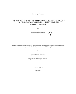 The Phylogeny of the Hemichordata and Ecology of Two New Enteropneust Species from Barkley Sound