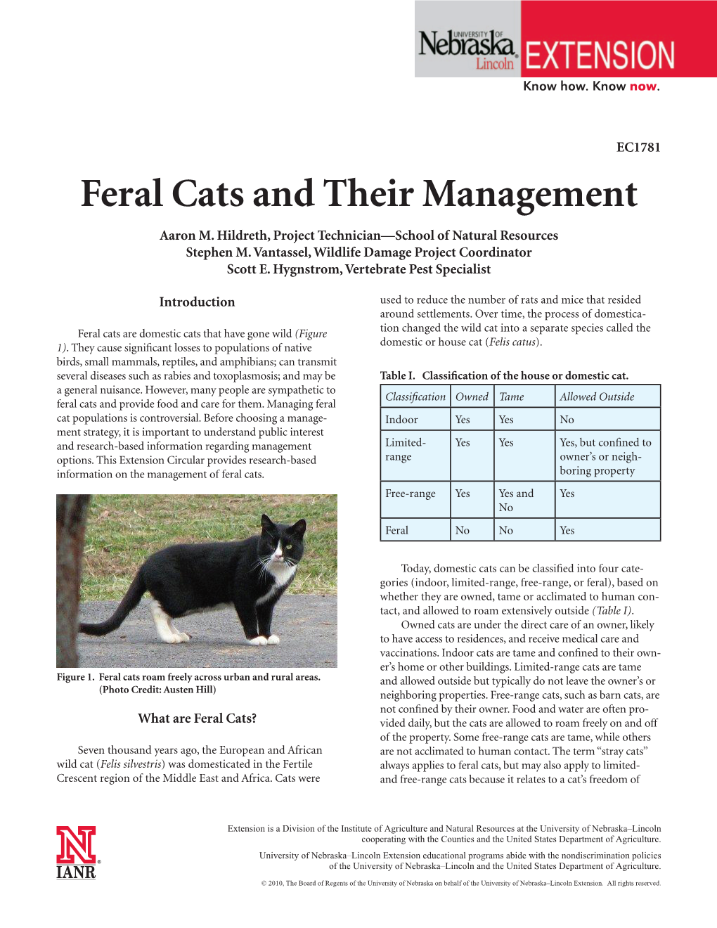 Feral Cats and Their Management Aaron M