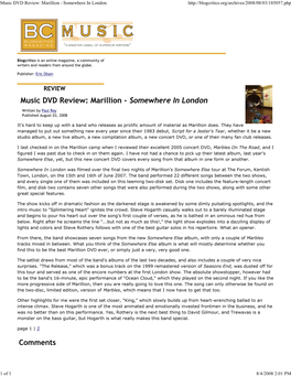 Music DVD Review: Marillion - Somewhere in London