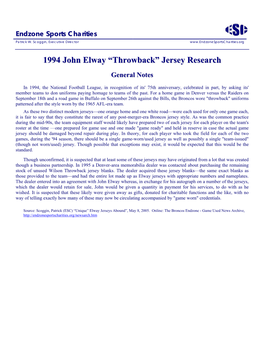 1994 John Elway “Throwback” Jersey Research