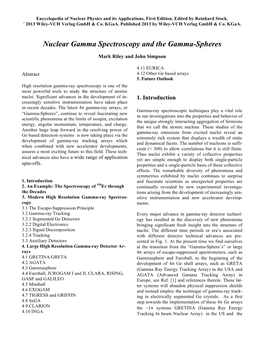 Nuclear Gamma Spectroscopy and the Gamma-Spheres