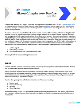 Microsoft Inspire 2020: Day One Justin Gilbert