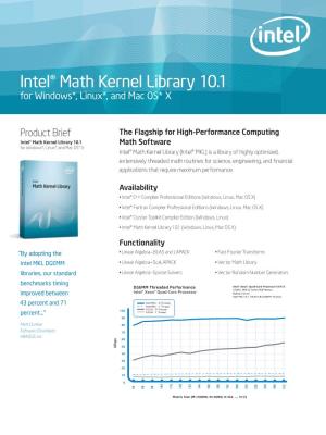Intel® Math Kernel Library 10.1 for Windows*, Linux*, and Mac OS* X