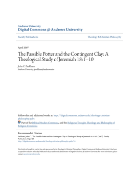 The Passible Potter and the Contingent Clay: a Theological Study of Jeremiah 18:1–101