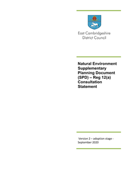 Natural Environment Supplementary Planning Document (SPD) – Reg 12(A) Consultation Statement
