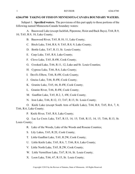 6266.0700 Taking of Fish on Minnesota-Canada Boundary Waters