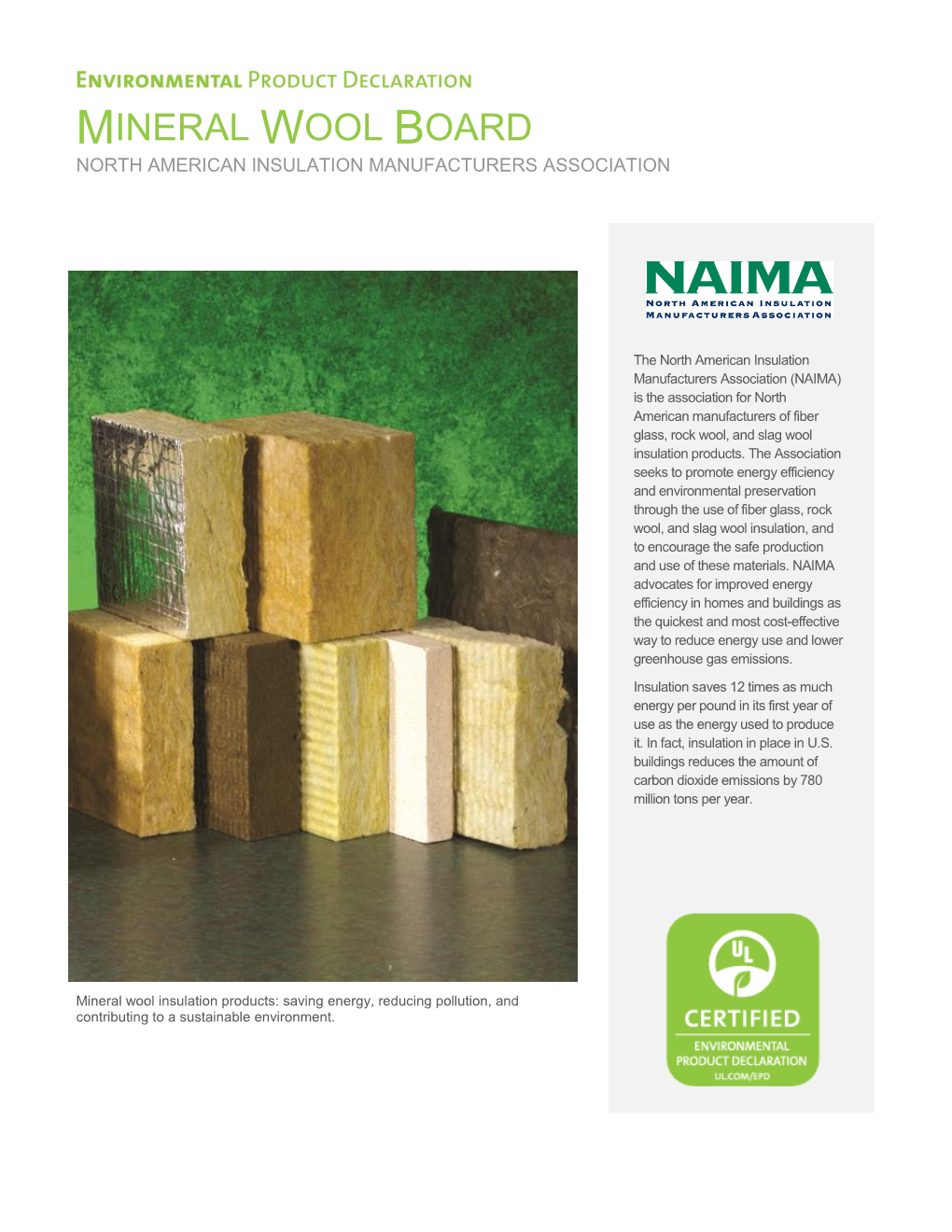 Mineral Wool Environmental Product Declaration