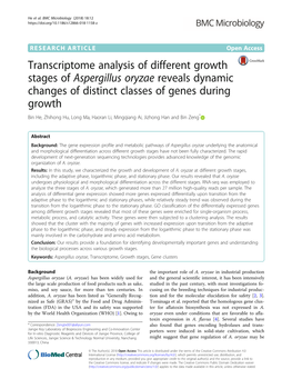 Transcriptome Analysis of Different Growth Stages of Aspergillus Oryzae