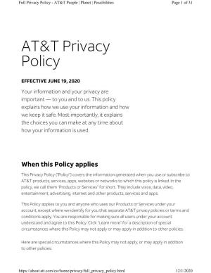 AT&T Privacy Policy