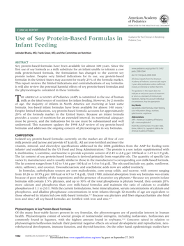 Use of Soy Protein-Based Formulas in Infant Feeding Jatinder Bhatia and Frank Greer Pediatrics 2008;121;1062 DOI: 10.1542/Peds.2008-0564