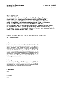 Deutscher Bundestag Gesetzentwurf