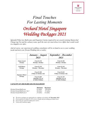 Orchard Hotel Singapore Wedding Packages 2021