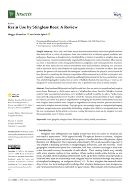 Resin Use by Stingless Bees: a Review