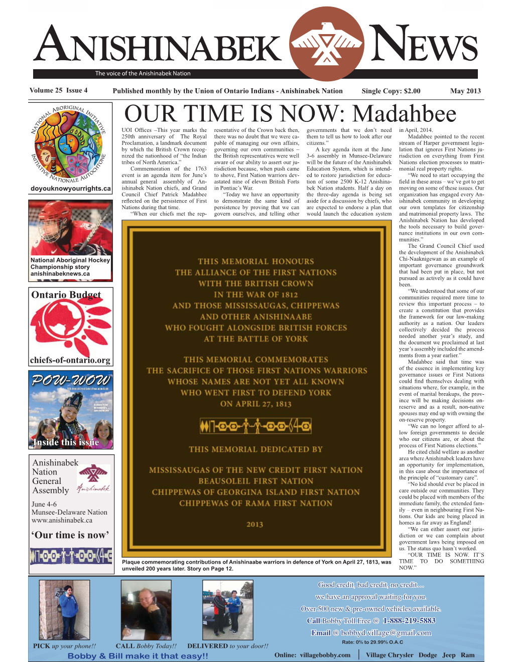 May 2013 ANISHINABEK NEWS the Voice of the Anishinabek Nation