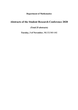 Abstracts of the Student Research Conference 2020