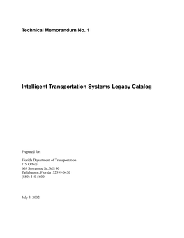 Intelligent Transportation Systems Legacy Catalog
