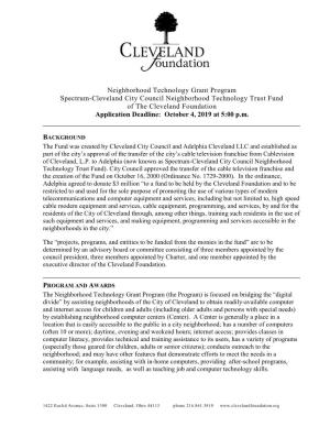 Neighborhood Technology Grant Program Spectrum-Cleveland City Council Neighborhood Technology Trust Fund of the Cleveland Founda