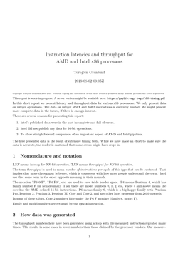 Instruction Latencies and Throughput for AMD and Intel X86 Processors