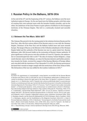 1 Russian Policy in the Balkans, 1878-1914