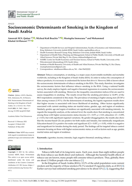 Socioeconomic Determinants of Smoking in the Kingdom of Saudi Arabia