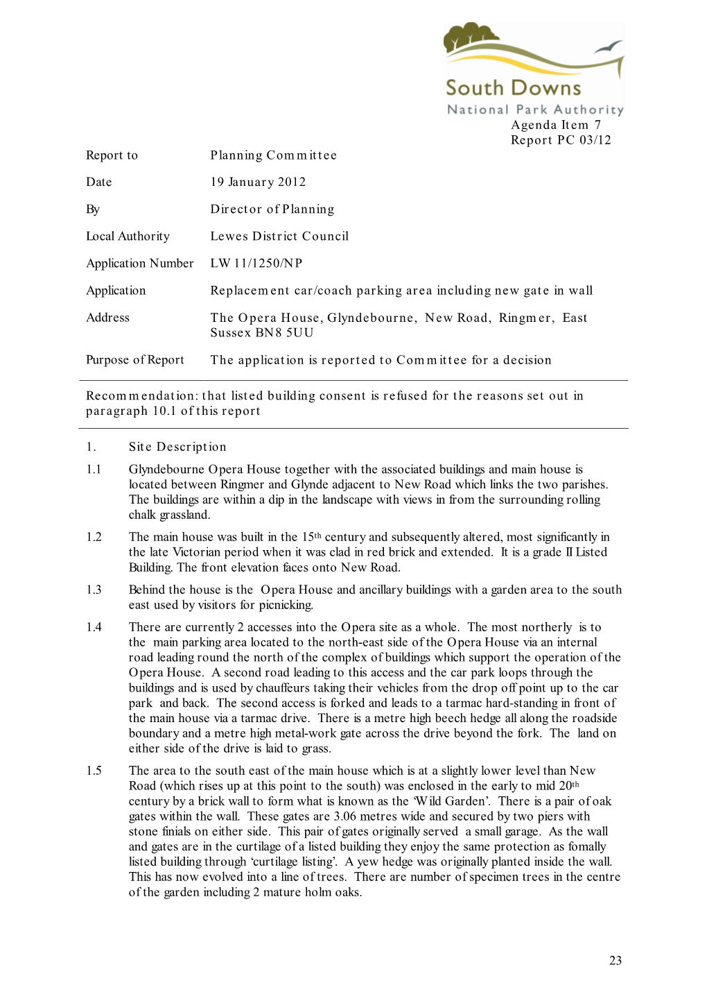 23 Report to Planning Committee Date 19 January 2012 by Director