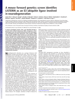 A Mouse Forward Genetics Screen Identifies LISTERIN As an E3