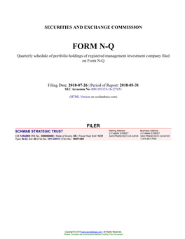 SCHWAB STRATEGIC TRUST Form N-Q Filed 2018-07-26