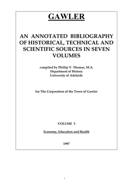Gawler an Annotated Bibliography of Historical