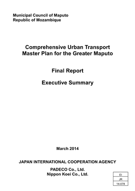 Comprehensive Urban Transport Master Plan for the Greater Maputo