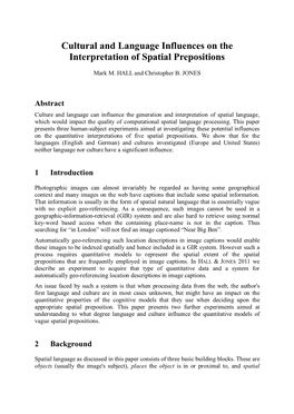 Cultural and Language Influences on the Interpretation of Spatial Prepositions