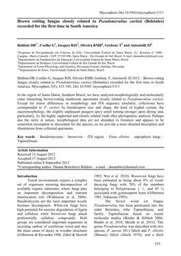 Pseudomerulius Curtisii (Boletales) Recorded for the First Time in South America