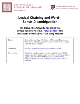 Lexical Chaining and Word- Sense-Disambiguation