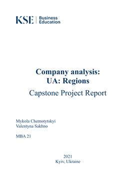 Company Analysis: UA: Regions Capstone Project Report