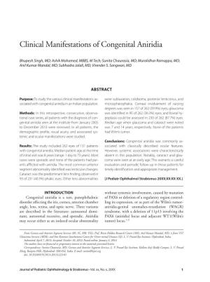 Clinical Manifestations of Congenital Aniridia
