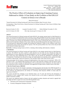 The Positive Effect of Evaluation on Improving E-Learning Courses Addressed to Adults: a Case Study on the Evolution of the GSLLLY Courses in Greece Over a Decade