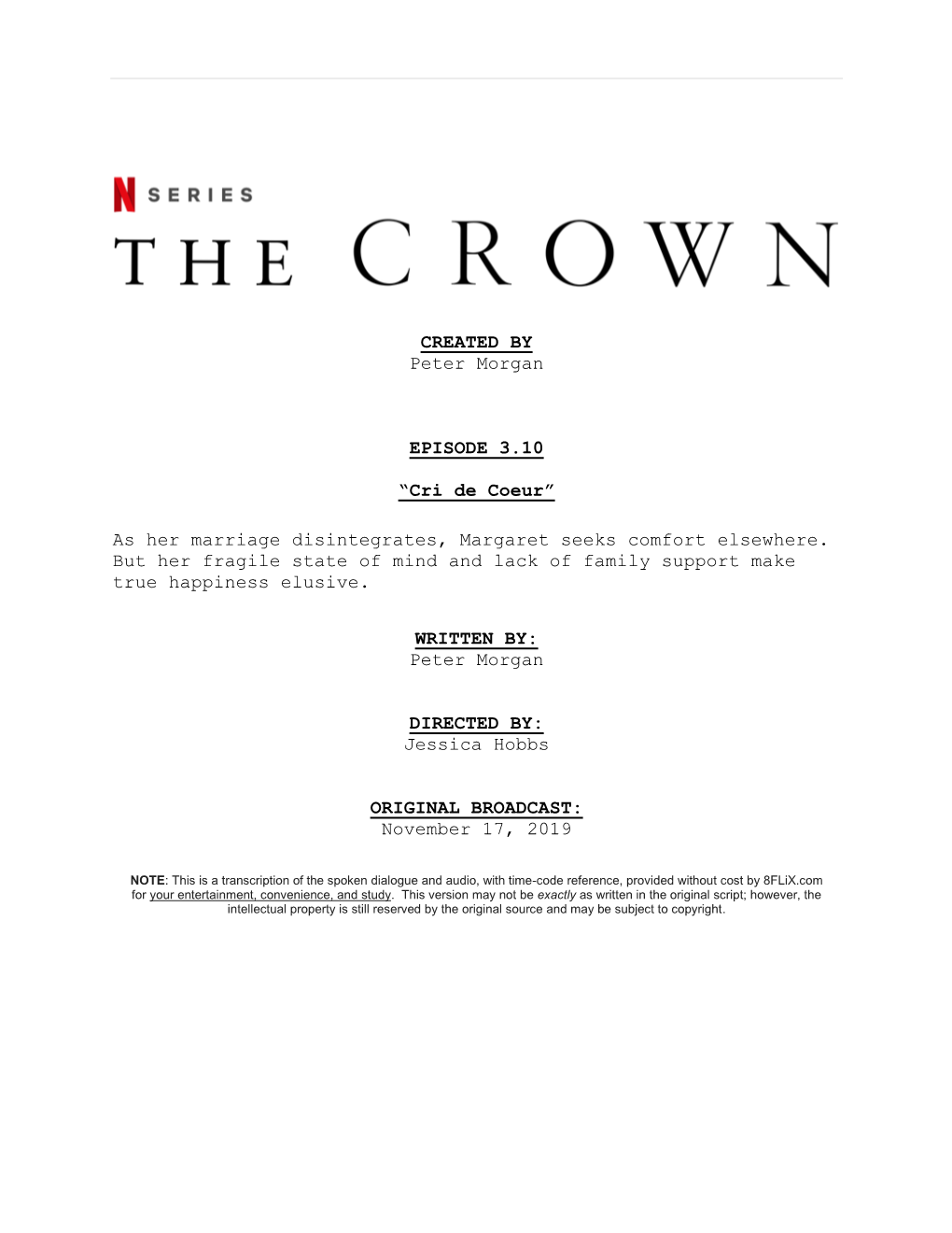 The Crown | Dialogue Transcript | S3:E10